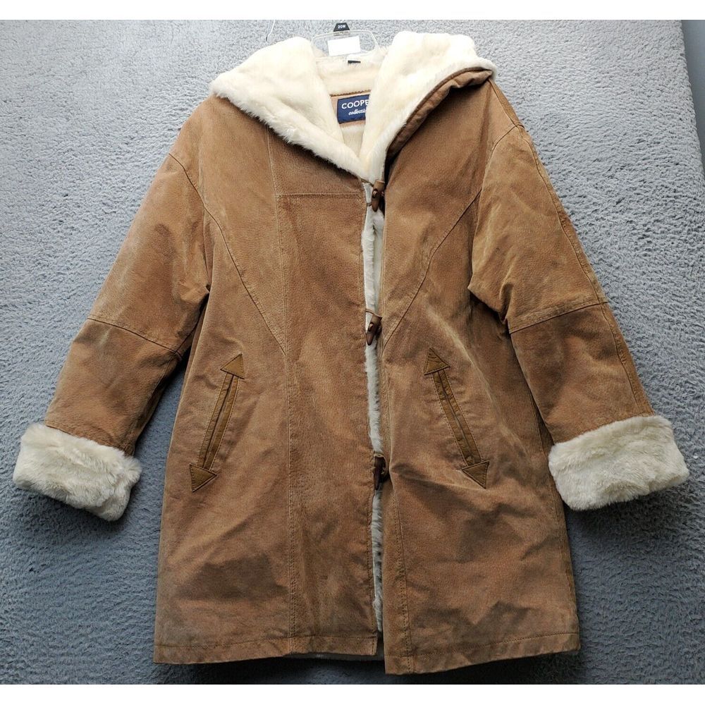 Cooper Collection Coat Womens Medium Multi Genuine Leather Suede Toggle Button - Picture 1 of 8